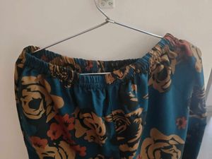 Cored set Teal Floral Print Kurta with pant ,no us