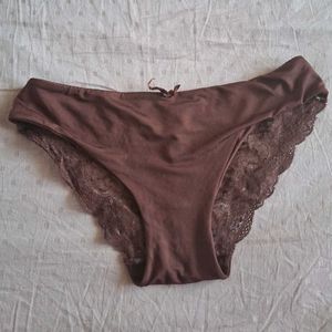 Brown Lace Trim Briefs M size