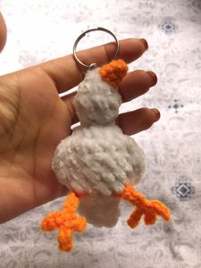 Cute White Chicken Keychain