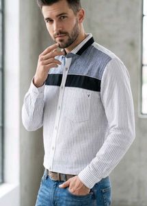 Stylish Men's Striped Button-Down Shirt