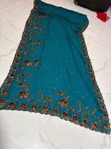 cut work sequence Embroidered Saree