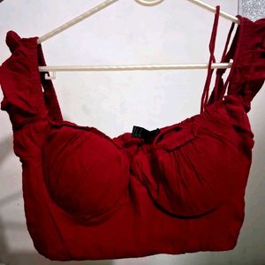 Chic Red Corset Style Crop Top
