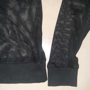 Black Mesh Hoodie