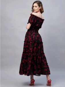 Off-Shoulder Floral Tiered Maxi Dress