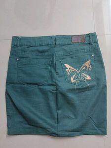 Unique Green hand-painted graphic short Skirt