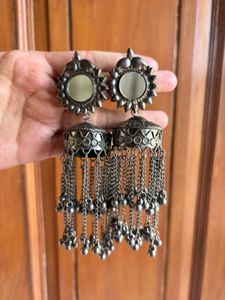 Jhumka Earrings with Mirror Work