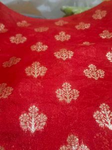 Elegant Red  semi Banarasi Silk material