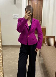 MARIE CLAIRE FUSCHIA PINK TWEED BLAZER