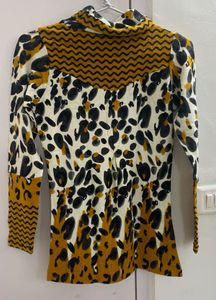 Leopard Print Mock Neck Top