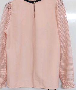 Korean style Chic Pink top with Pearl Detail
