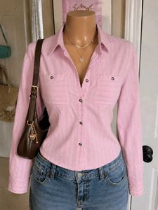 Chic Pink Striped Button-Up Shirt
