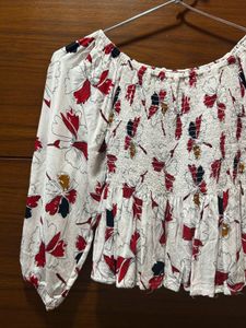 Chic Floral Smocked Off-Shoulder Top