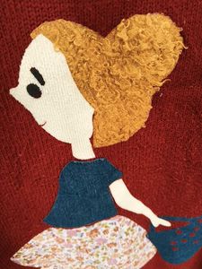 Red Knit Sweater w/ Applique