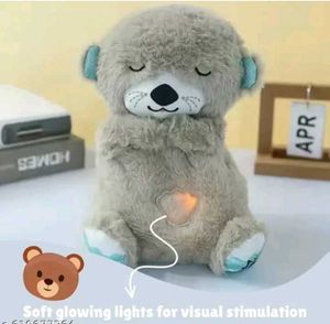 Cute Breathing Bear Plush Toy with Soothing Lights
