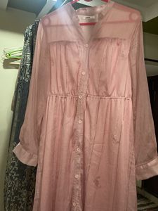 Elegant Pink Sheer Kurta