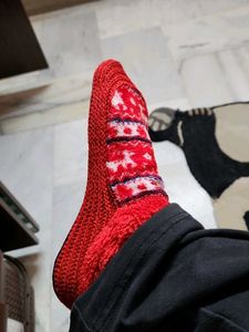 Cozy Red Knit Socks