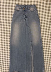 Long Denim Skirt with Slit
