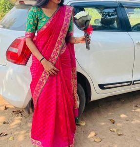 Vibrant Pink Banarasi Silk Saree