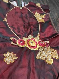 Girls' maroon embroidered frock