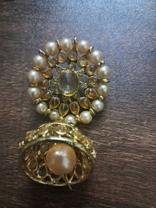 Elegant Pearl &amp; Stone Jhumka Earrings