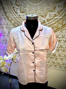 Satin Pajama Set top and bottom