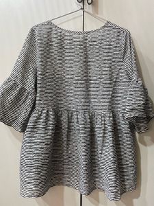 Striped Bell Sleeve Peplum Top
