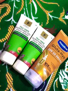 pack of 3 pilgrim tea tree face wash and Vaseline