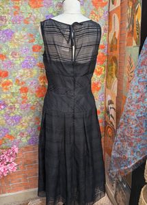 Elegant Black Sheer Overlay Dress