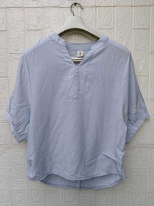 New with tag Korean Light Blue Button-Up Summer To