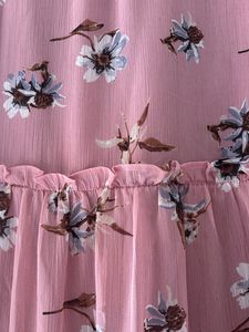 Pink Floral Tiered Chiffon Dress