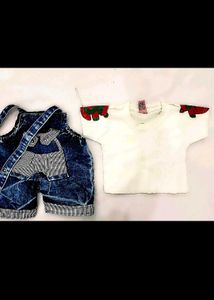 Denim Overalls & Cute Tee Set