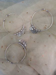 Combo of German silver Charm Anklet 3 pcs