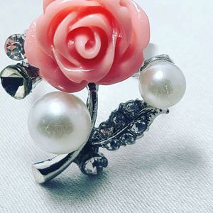 Flower silver plated ring