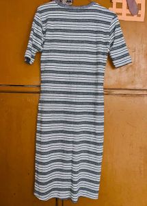 Striped Ribbed Knit Casual Dress