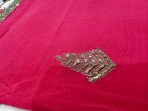 Vibrant Pink Saree with Embellished Border