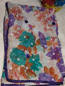 Vibrant Floral Print Saree with blouse