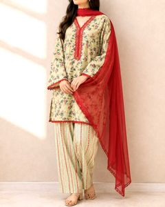 Pakistani Yellow Floral Print Dress Material