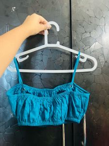 Teal Blue Crop Top and A line skirt coords