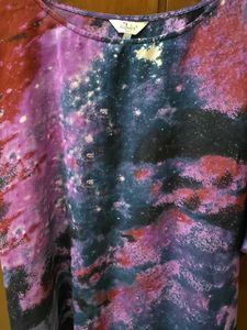 Galaxy Print Asymmetrical Top