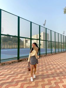 Houndstooth Mini Skirt with Slits
