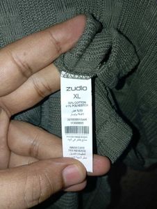 Zudio Men's Olive Green self design Polo T-Shirt