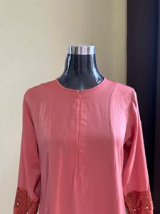 Elegant Coral Ethnic Gown