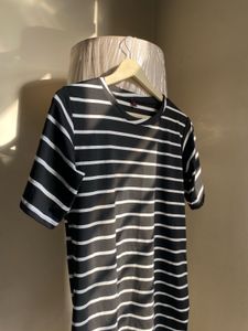 Classic Black &amp; White Striped T-Shirt Dress