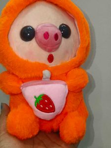 Cute Pig Plush Toy with Strawberry Detail