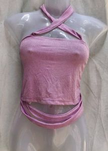 Chic Lavender Halter Neck Crop Top