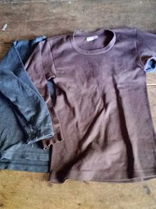 Set of Two Long Sleeve Thermals - Black Brown