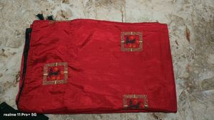 Red Silk Saree with Embellishments