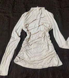 Ruched Mock Neck Long Sleeve Top