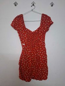 Red Floral Print Mini Dress