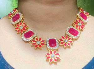 Stunning Pink Stone Necklace &amp; Earring Set